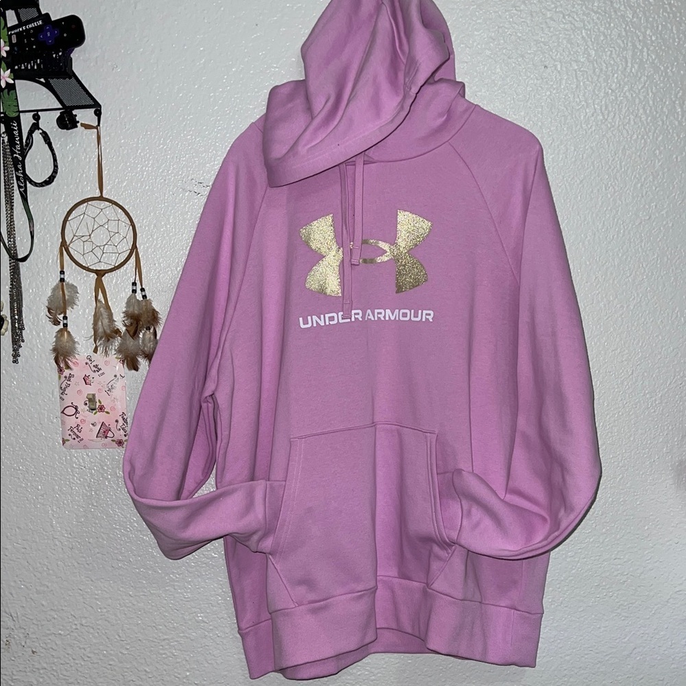 Under Armour Women's Rival Fleece Glitter Logo Hoodie (US, 2XL)